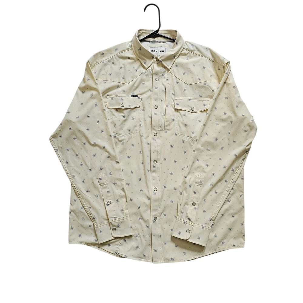 Poncho The Estacado Floral Pearl Snap Western Performance Shirt Mens L Regular